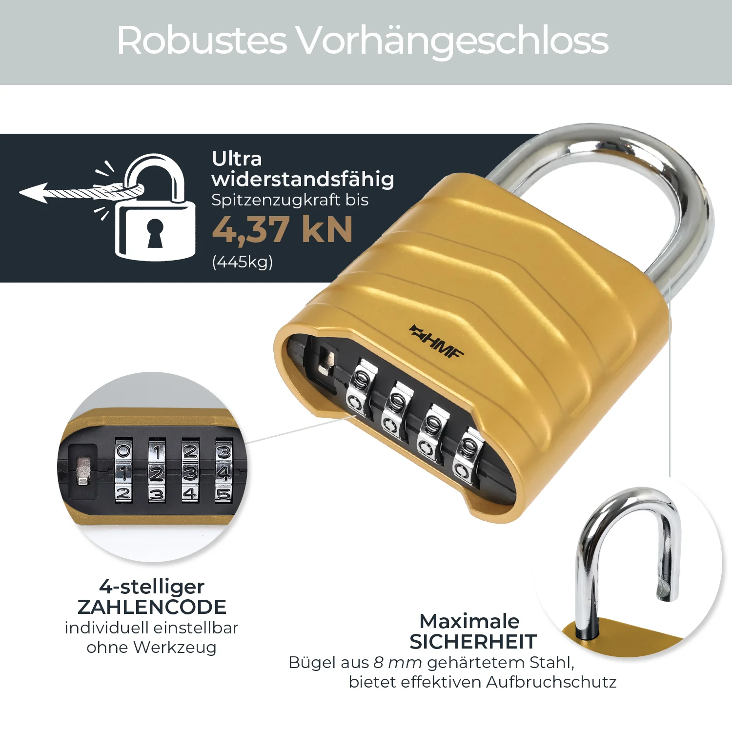 Zahlenschloss Vorhängeschloss, robustes Schloss mit 4-stelligem Zahlencode - Image 38